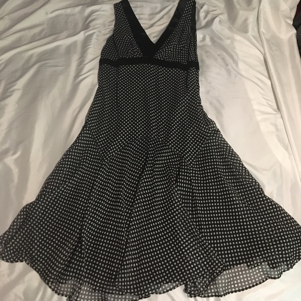 Black and white mermaid cut polka dot dress